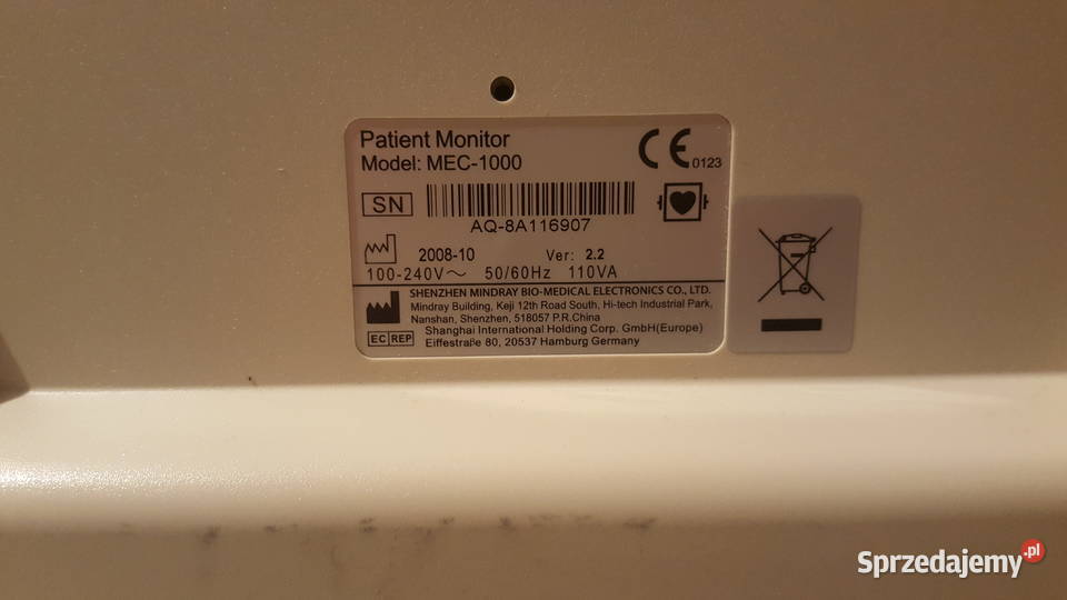 Kardiomonitor MINDRAY MEC1000 Czytaj opis Zielona Góra