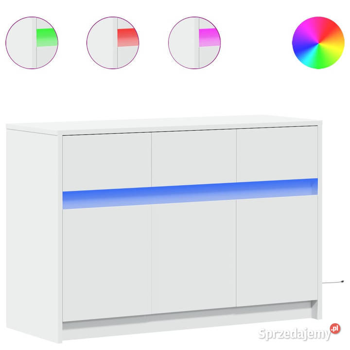 Szafka TV z LED biała 91x34x61 materiał Warszawa