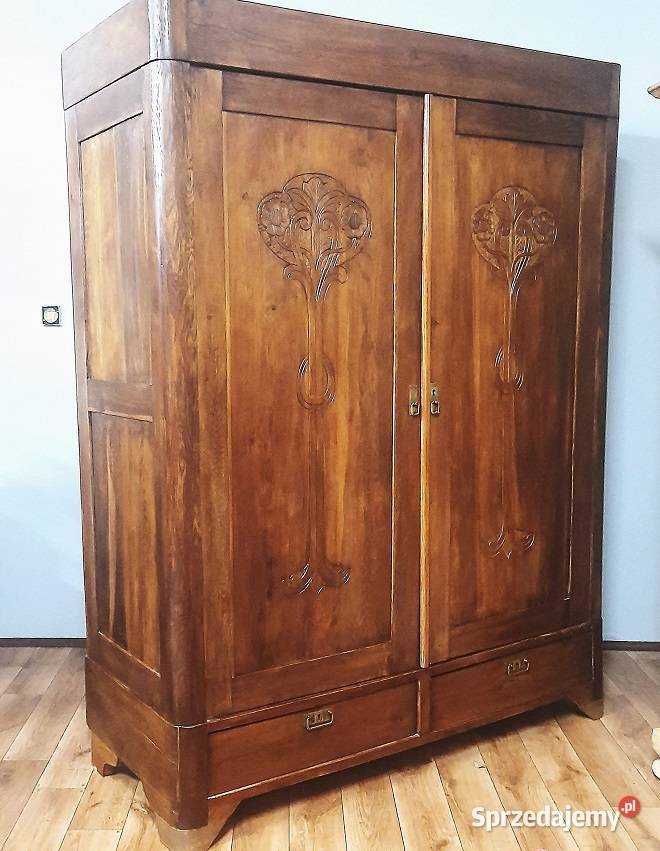 Piękna Dębowa Szafa Secesyjna AntykiMarki mazowieckie Marki