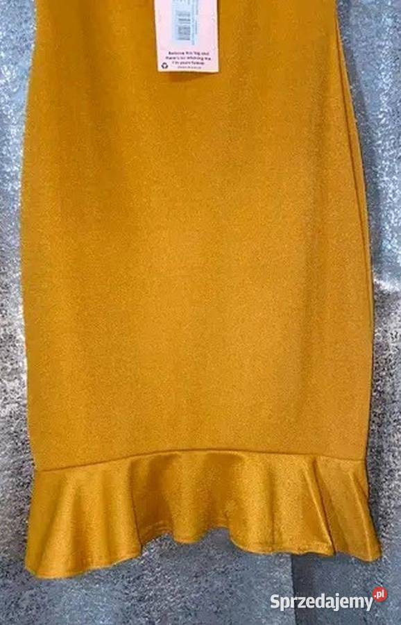 Missguided Yellow Ruffle Square Neck Mini Zamość