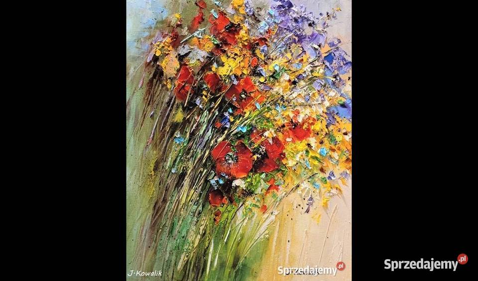 Kowalik Polne kwiaty 40x50 obraz olejny maki Warszawa