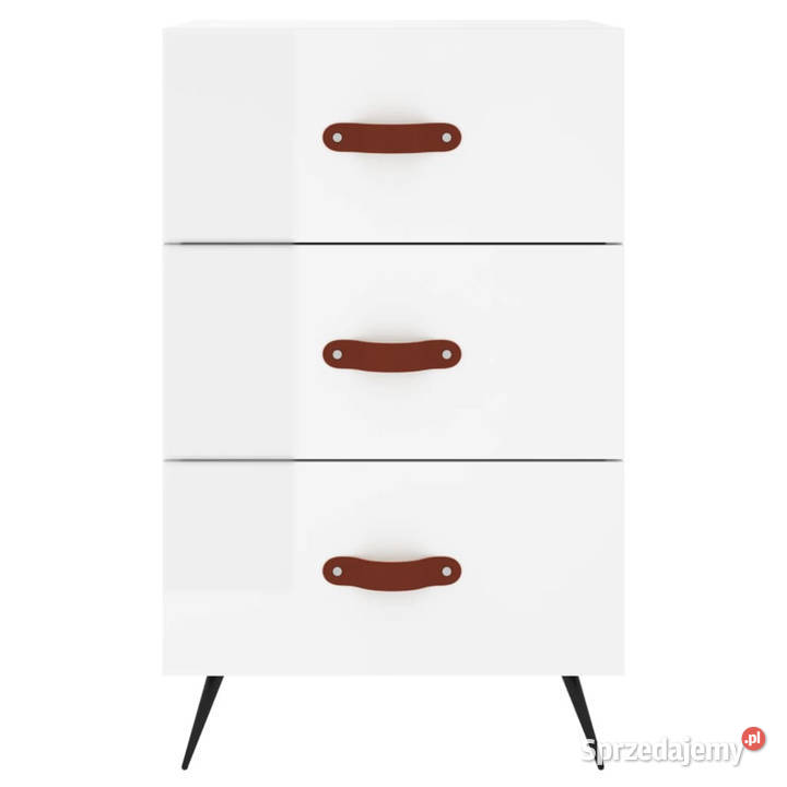 Szafka nocna biała z połyskiem 40x40x66 WM827630 Nocne Warszawa
