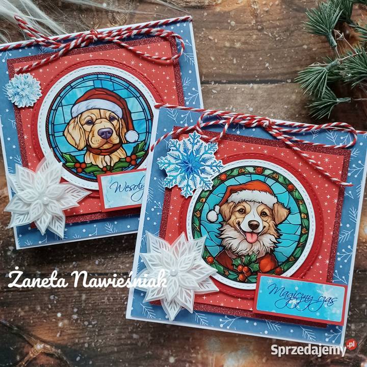 Kartki świąteczne hand made pies sprzedam