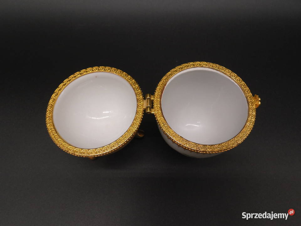 Porcelanowa Szkatułka Puzderko Jajko w Stylu