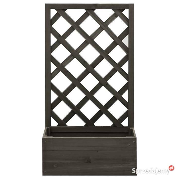Ogrodowa donica z kratką szara 50x25x90 drewno Warszawa