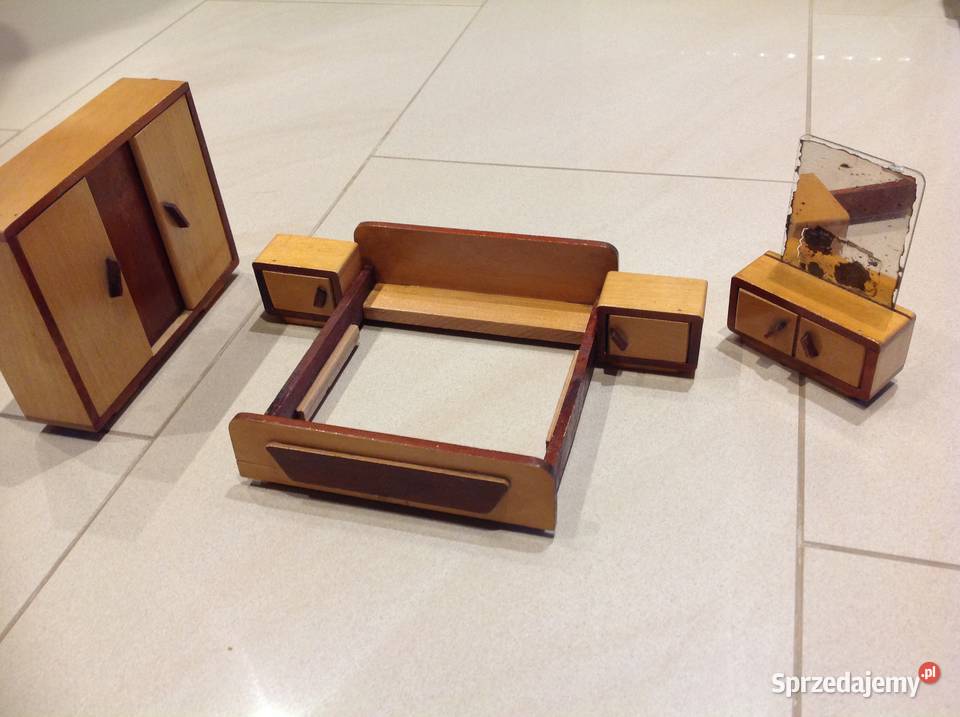 Mebelki Drewniane Vintage Lalek Sypialnia lata Nowa Sól