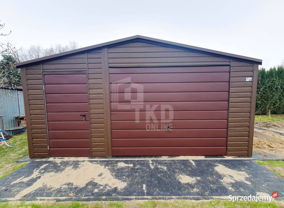 Garaż Blaszany 55x6 Brama uchylna drewnopodobny Łódź