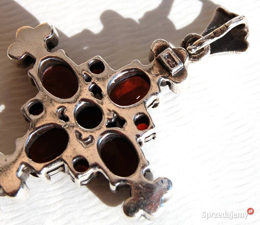 Krzyż granaty markasyty srebro pr 925 wisior Lublin