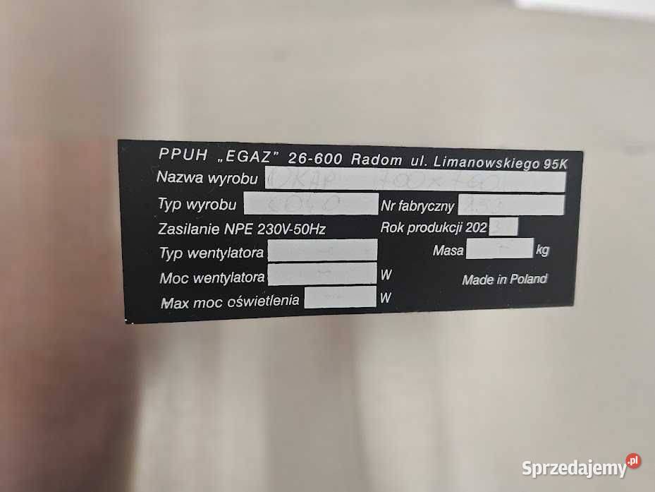 Okap gastronomiczny EGAZ 90x70x50 stal Góra sprzedam