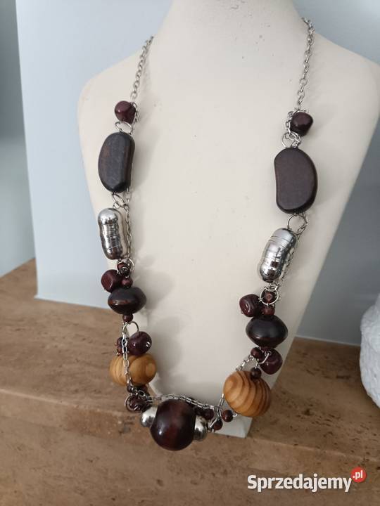 Brązowe naszyjnik korale drewno podlaskie Białystok sprzedam