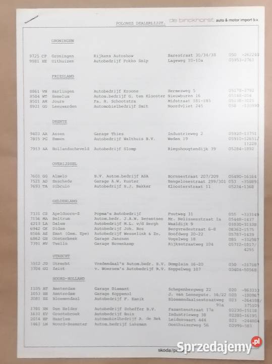 Prospekt foldery lista dealerów FSO Polonez PRL małopolskie Kraków