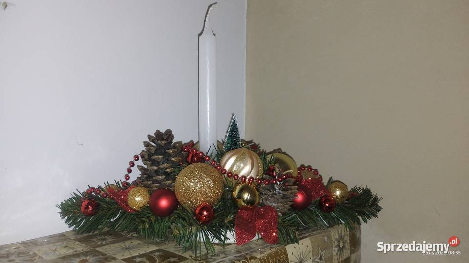 Stroik świąteczny bożonarodzeniowy średnica 35 czerwony Boże Narodzenie sprzedam