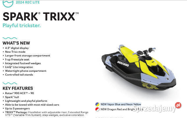 BRP Skuter wodny Spark 1up Trixx 90 65RBD 2024r Nowy Sącz