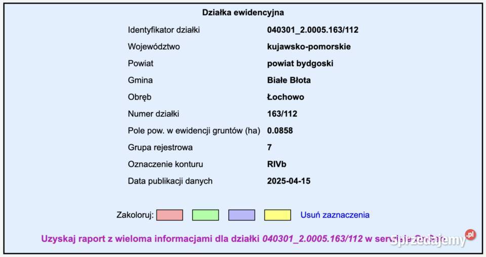 Łochowo działki 858m1033m1226m kujawsko-pomorskie