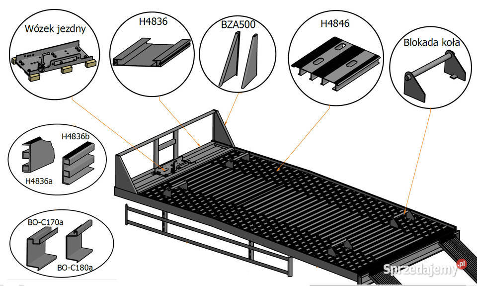 Deska podłogowa ALU 230x20 Laweta Najazd 4wzm Pozostałe Lubanie