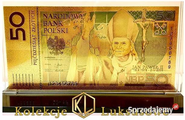 NOWY ZŁOTO Banknot Jan Paweł II Certyfikat Numizmatyka śląskie