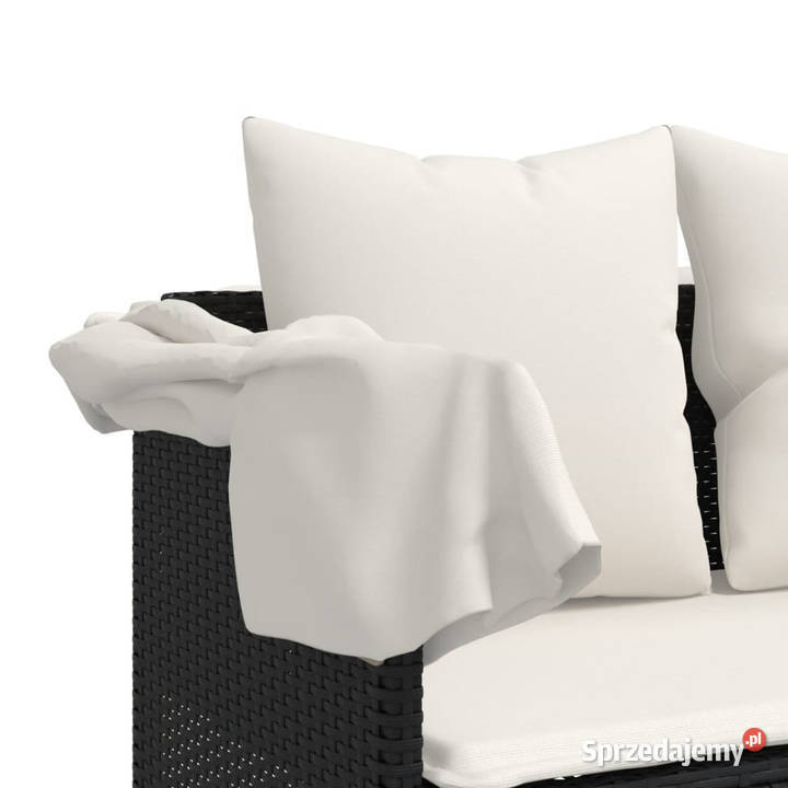 Leżanka z poduszkami czarna rattan PE WM368344 Warszawa