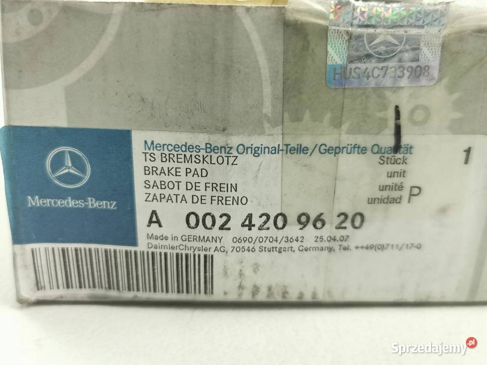 KLOCKI HAMULCOWE PRZÓD MERCEDESBENZ CLK C E ORI osobowe
