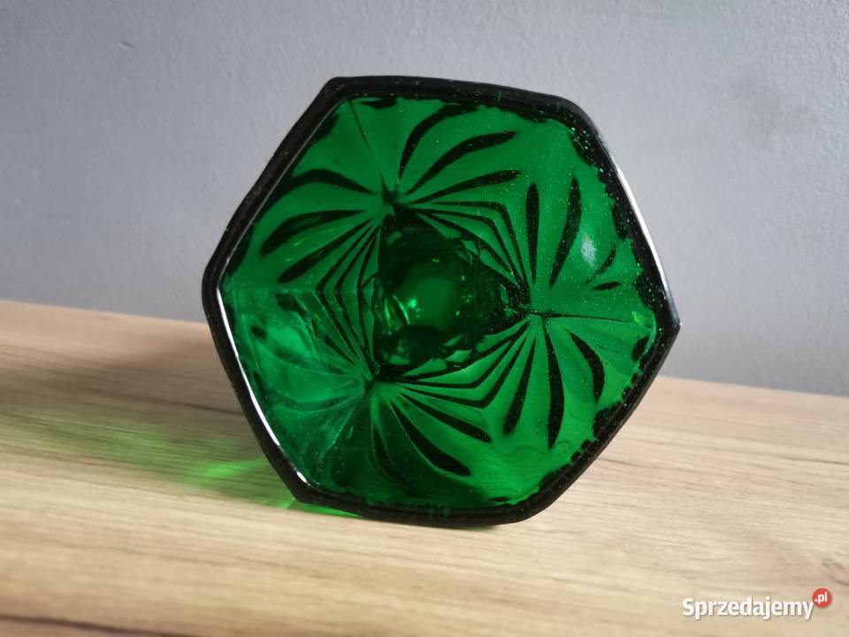 Stary zielony wazon na konwalie huta Ząbkowice śląskie Katowice