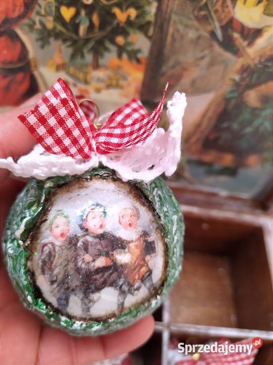 Zestaw bombek decoupage w ozdobnym pudełku Wyposażenie wnętrz Czarków