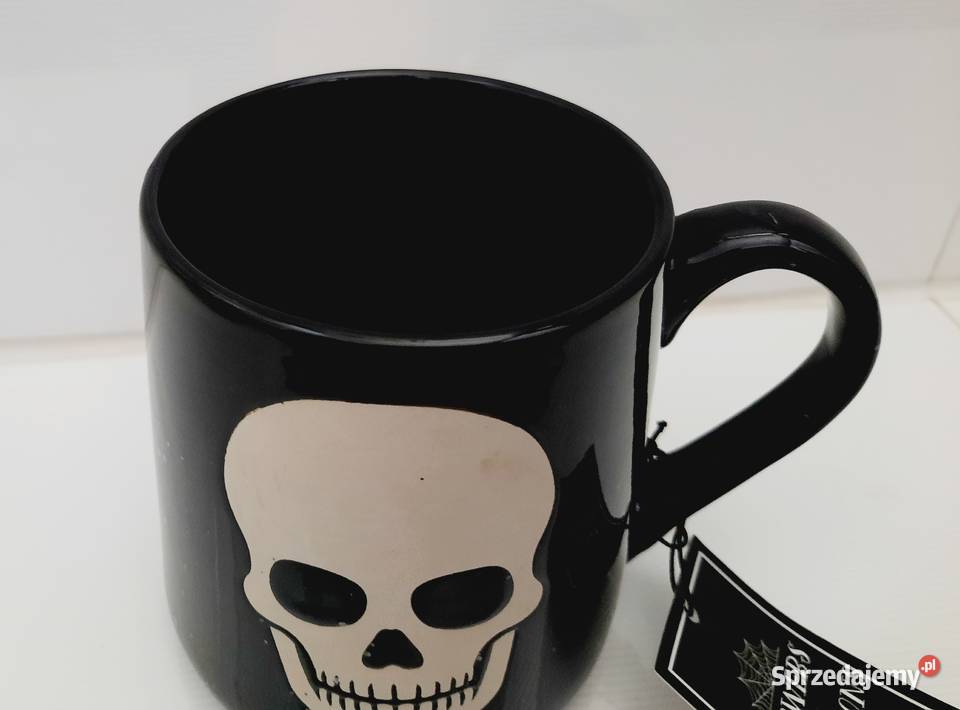 Skull cup biała czacha czarny kubek halloween Ceramika i szkło Tychy