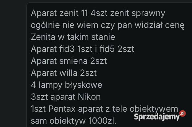 Zenit aparaty komplet mega sprawne Warszawa