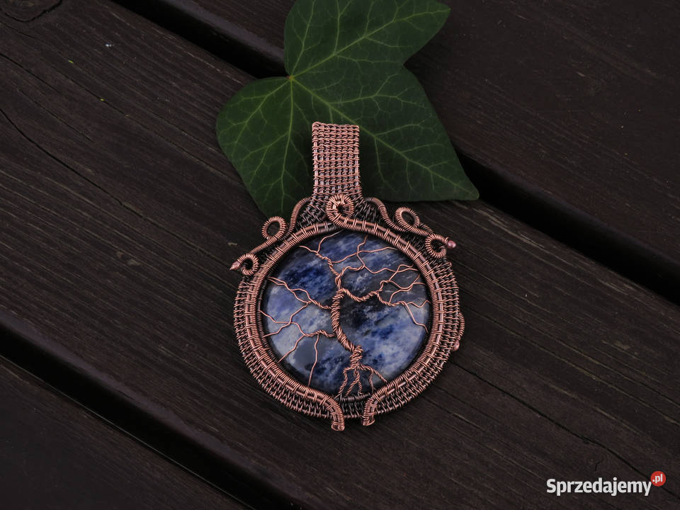 Dwustronny wisior drzewo życia sodalit rękodzie Wieliczka