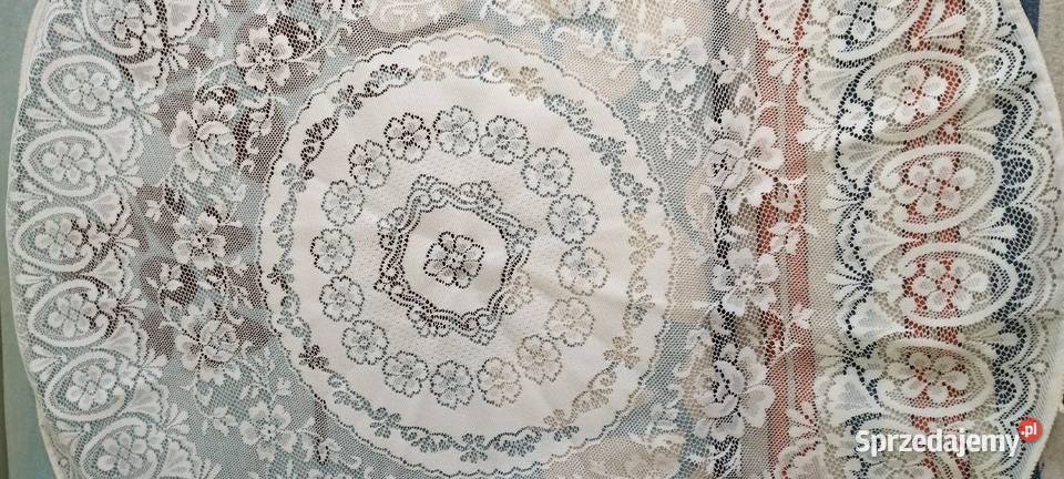 Obrus biały materiał firanka koło średnica 90 Bolesławiec