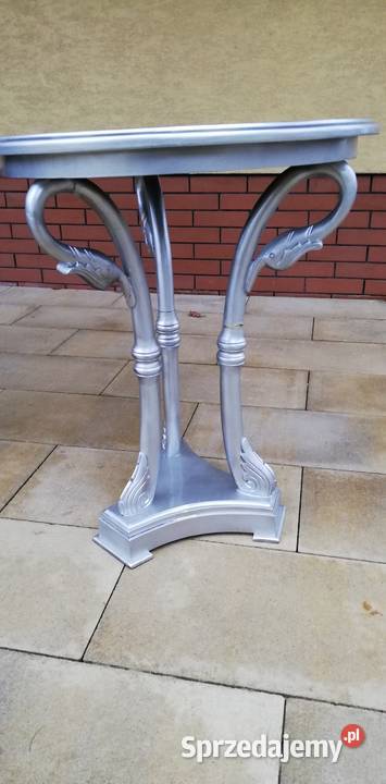 Stolik srebrny kawowy Glamour okrągły stylowy sprzedam