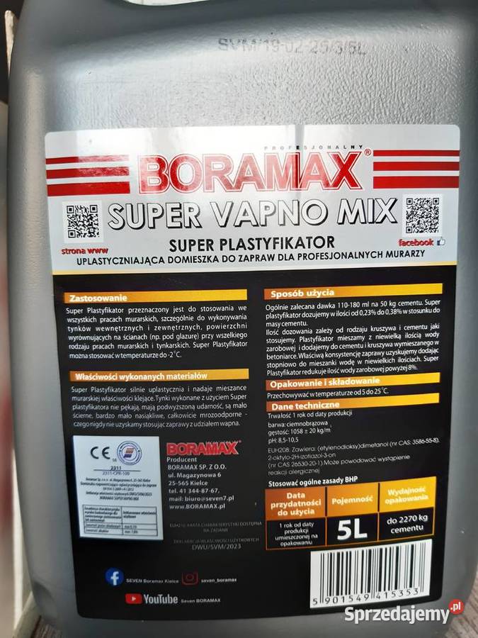 Plastyfikator do zapraw cementowych Super Wapno