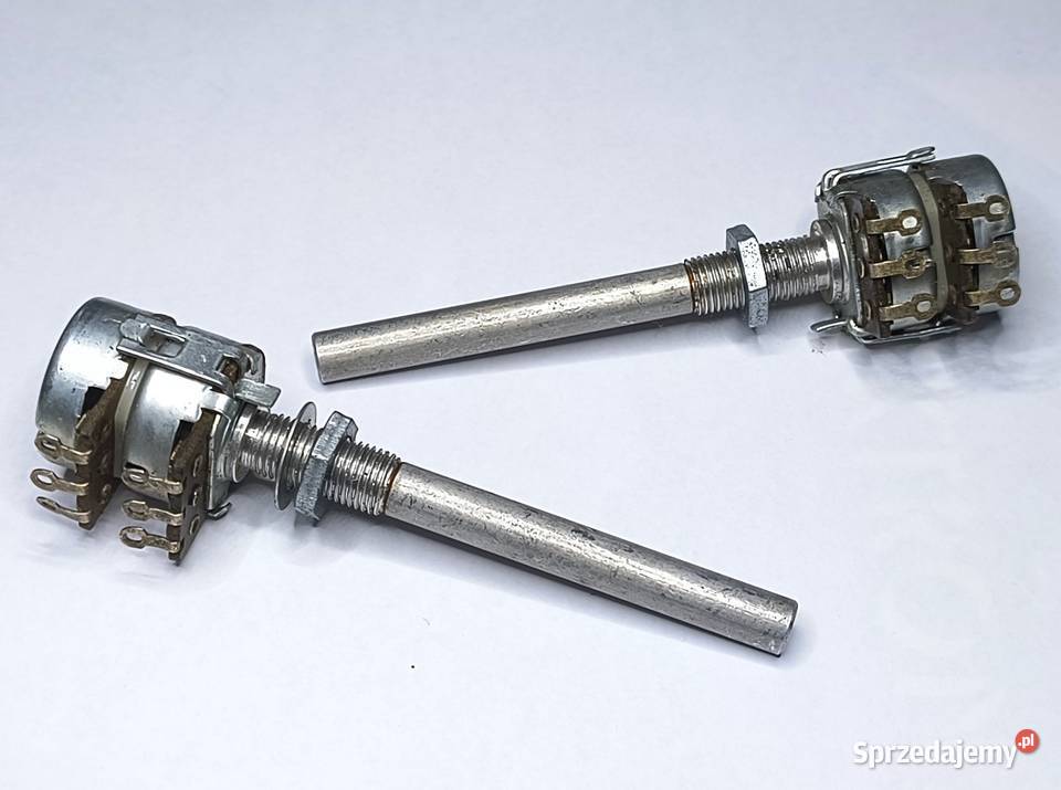 Potencjometr 2x100kA oś 6mm Unitra TELPOD 60mm Gdańsk