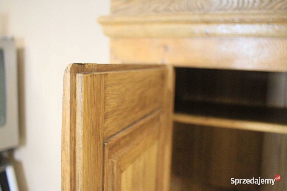 Solidna szafa z litego dębu półki regał zamykany Góra