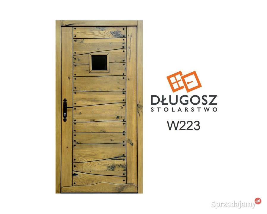Drzwi DŁUGOSZ drewniane zewnętrzne wejściowe Drzwi zewnętrzne małopolskie Kraków