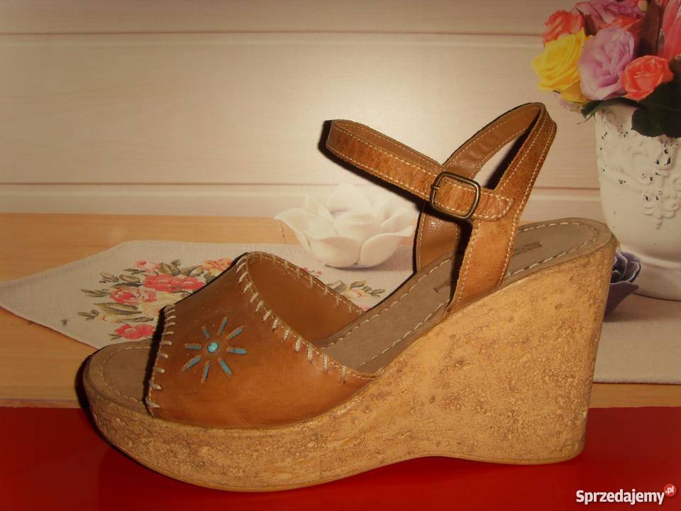 KOTURNY DAMSKIE NATURALNA SKÓRA 41 ESHOECH Sandały i klapki