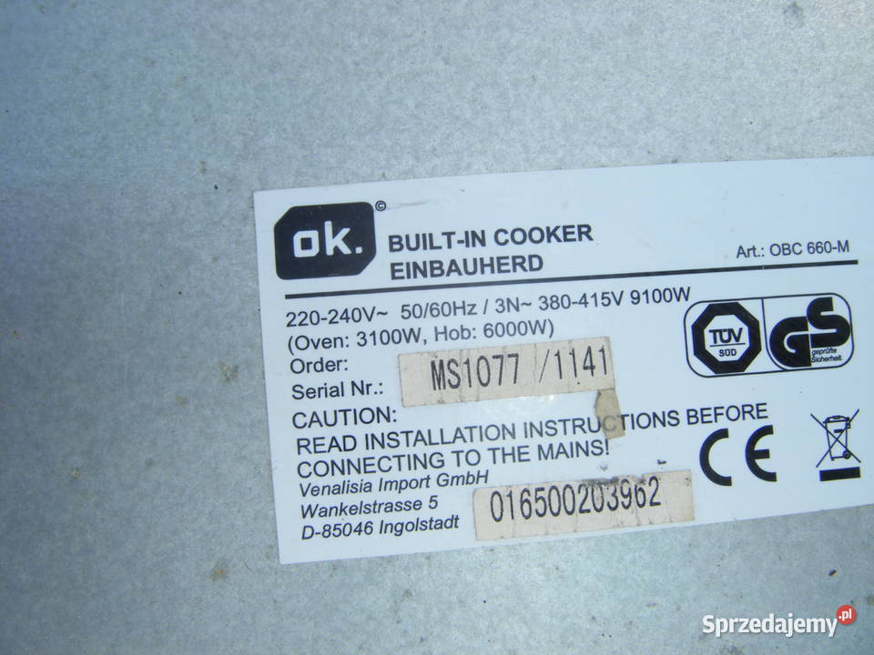 Kuchenka do Zabudowy Elektryczna podkarpackie Dębica sprzedam