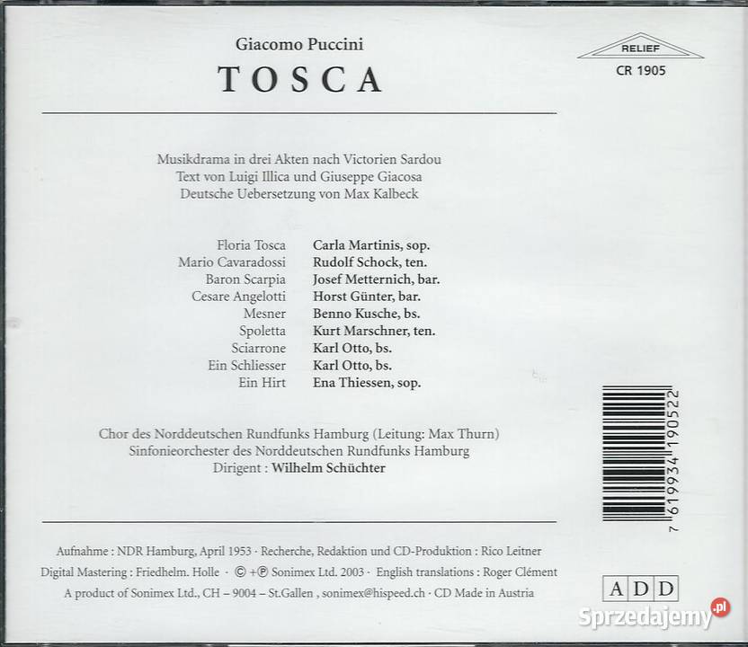2 CD Giacomo Puccini Tosca 2003 Płyty i kasety mazowieckie Brwinów