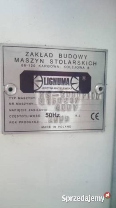 Piły taśmowe Lignuma Ms 2000 pion używane 2009 Kłodawa