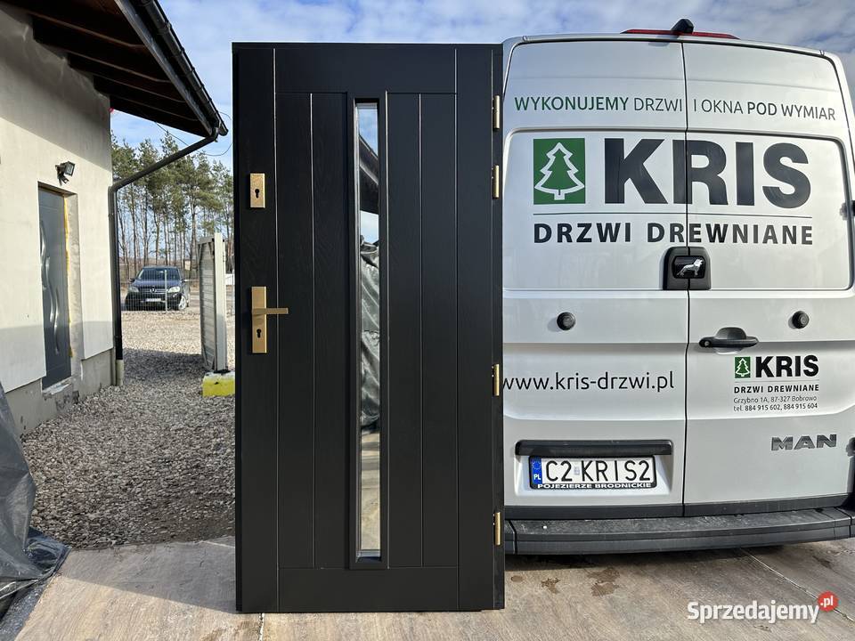 Drzwi zewnętrze drewniane czarne 9017 CAŁA kujawsko-pomorskie