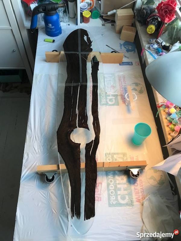 Longboard czarny dąb żywica bezbarwna deskorolka