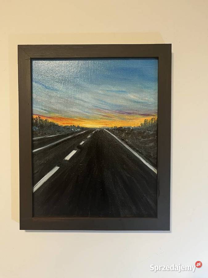 Na horyzoncie olej na płycie malarskiej 24x30 Świebodzin