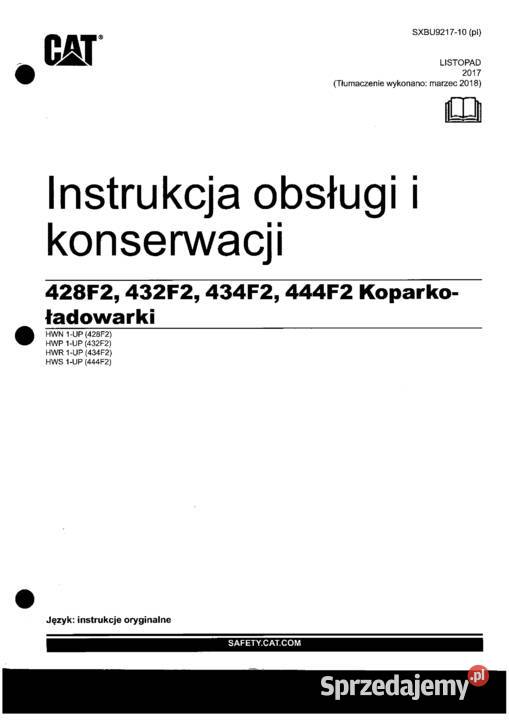 Instrukcja obsługi DTR koparkoładowaki 428F2 Brzesko