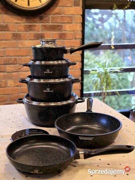 Garnki marmurkowe 12 el szare czarne Szczecin sprzedam