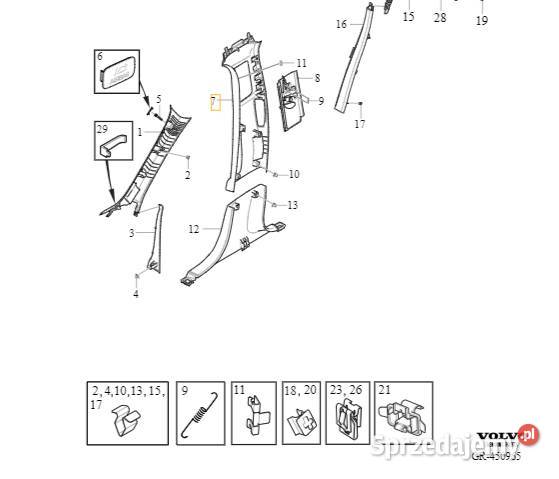 VOLVO S60 III V60 V60CC II prawe gorne poszycie