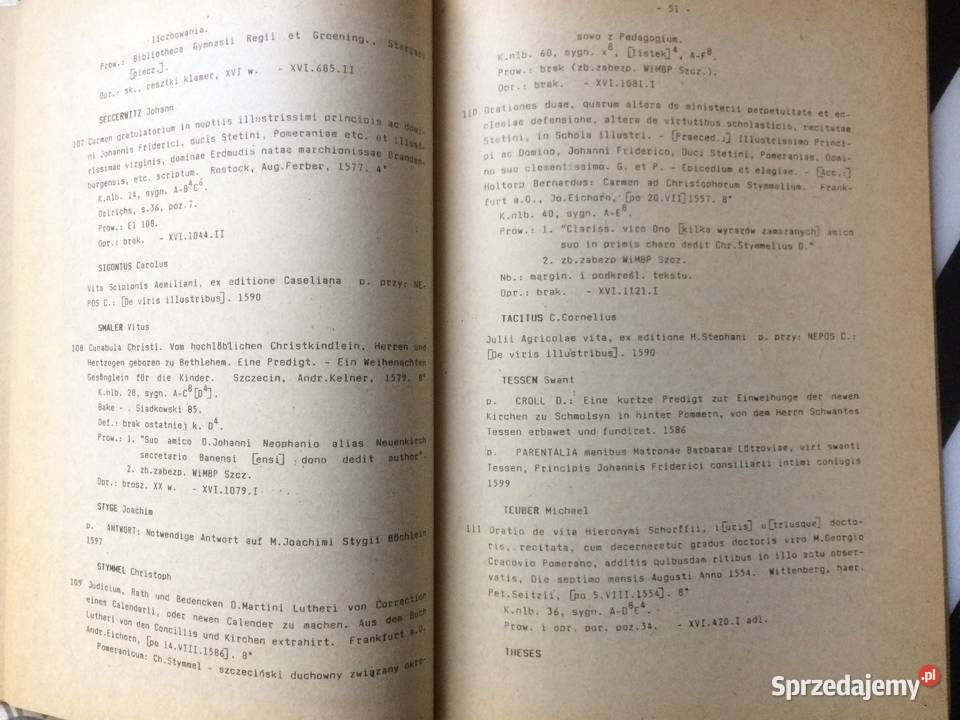 3759 Katalog Starych Druków Pomeranica XVI zachodniopomorskie Szczecin sprzedam