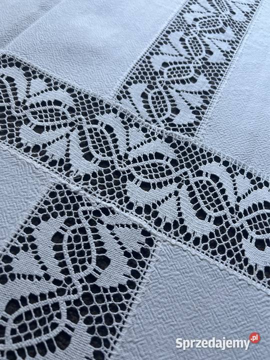 Obrus biały z koronkami biały Zabrze