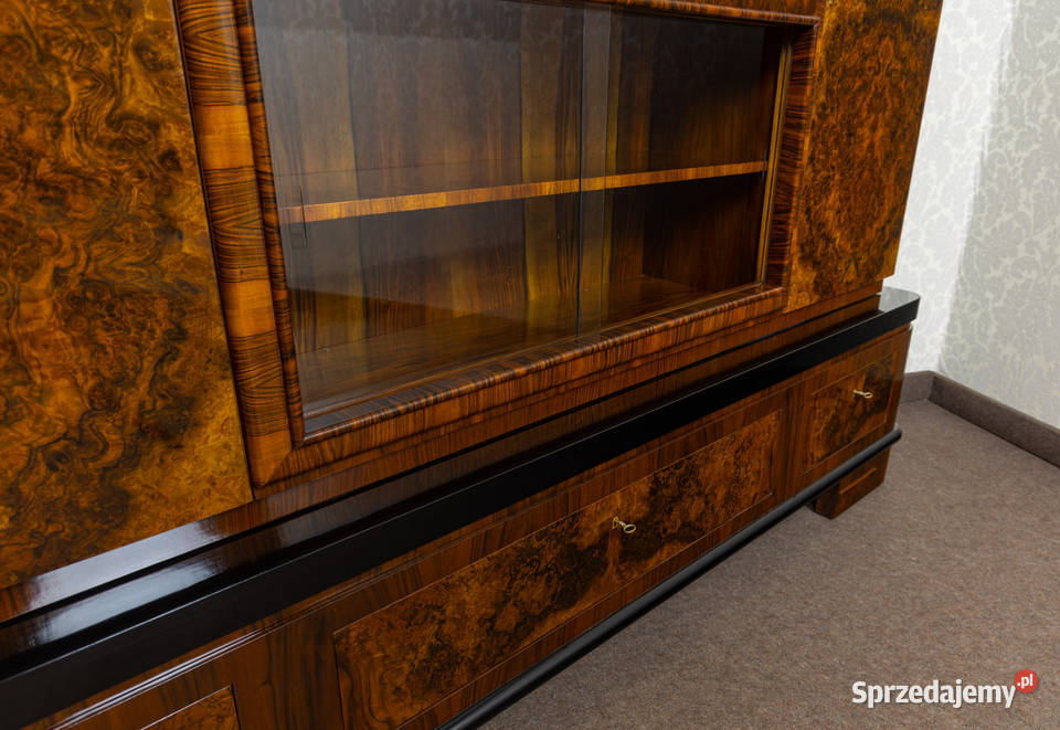 Biblioteka art deco orzech połysk politura stara wielkopolskie