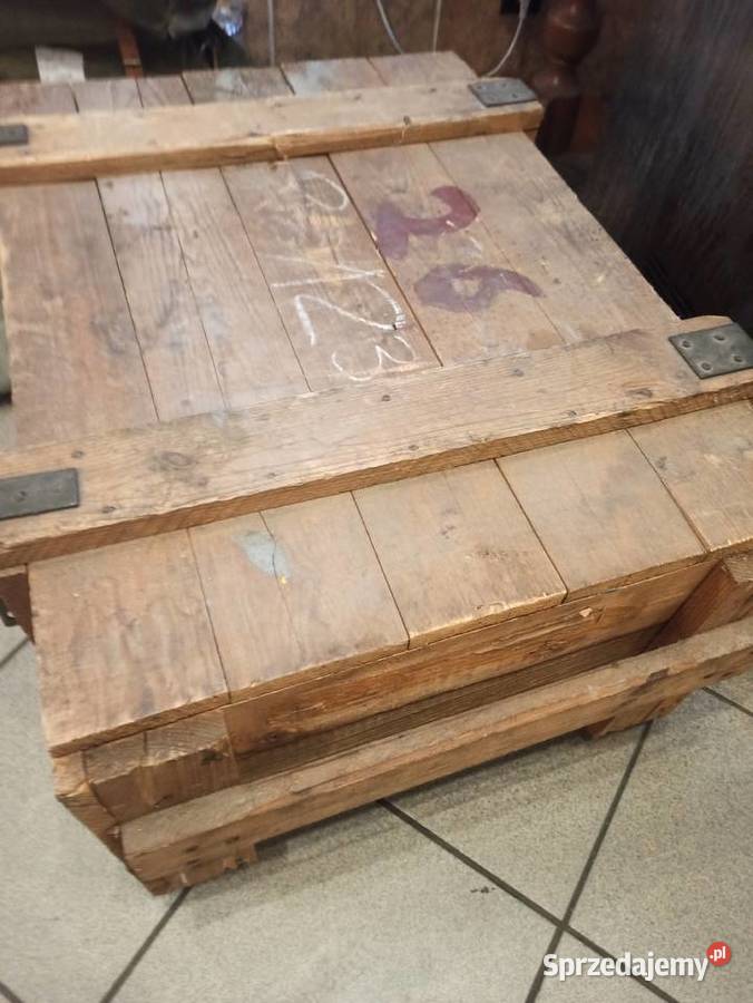 Drewniana skrzynia wojskowa niemalowana 81x 61 x Skierniewice