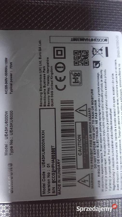 Samsung Ue43KU6000W 4K śląskie Sosnowiec