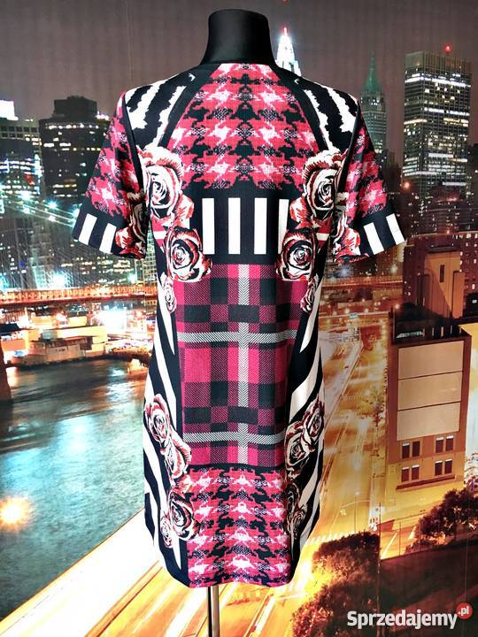 river island sukienka trapezowa kwiaty kratka czerwony zachodniopomorskie Choszczno