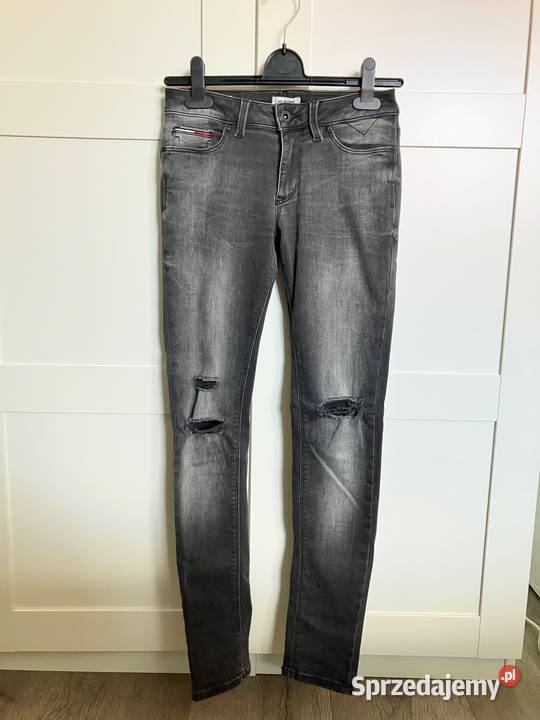Grafitowe jeansy rurki Tommy Hilfiger spodnie Rozmiar 34(XS) Nisko